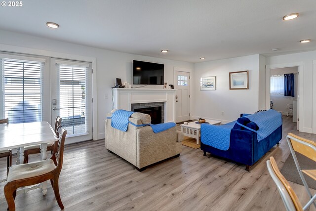 bedroom with light wood-type flooring