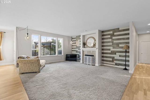 living room with light wood-type flooring