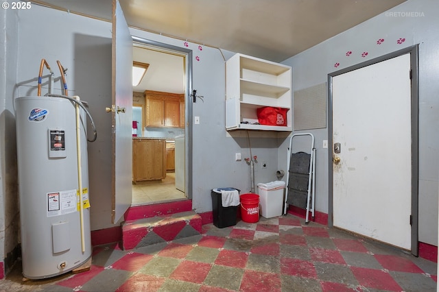 utility room with electric water heater