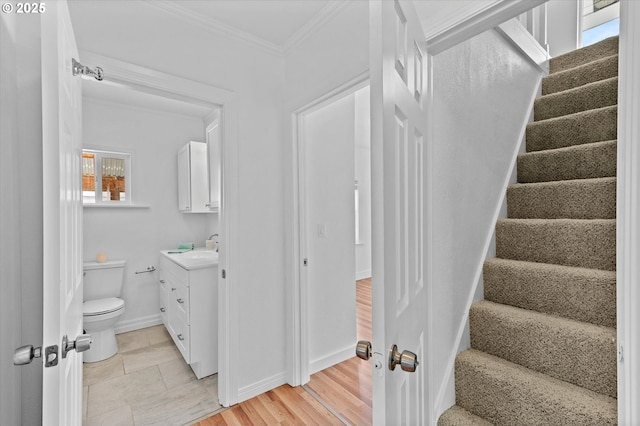 521 21st Ave, Longview, WA 98632 - staircase with ornamental molding and baseboards