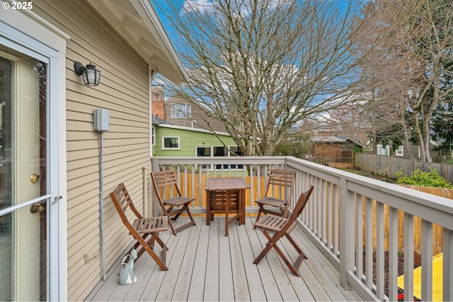 wooden deck featuring fence