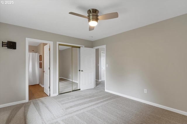 21795 SE Grand Island Loop, Dayton, OR 97114 - unfurnished bedroom with carpet flooring, a closet, ensuite bathroom, and ceiling fan