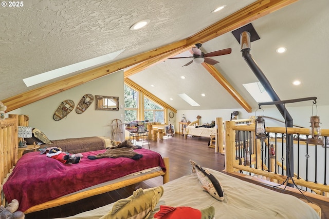 123604 Muttonchop St, Crescent Lake, OR 97733 - bedroom with a skylight, lofted ceiling, wood finished floors, and recessed lighting