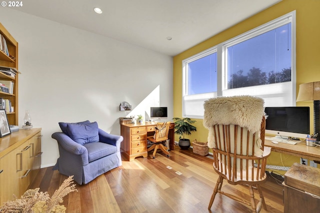 office space featuring light hardwood / wood-style flooring