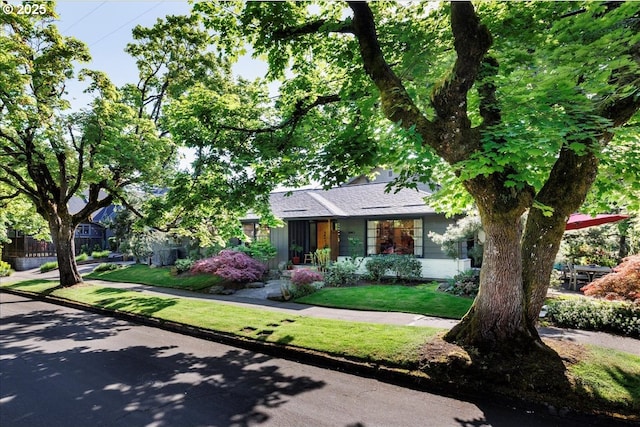 view of front facade featuring a front yard