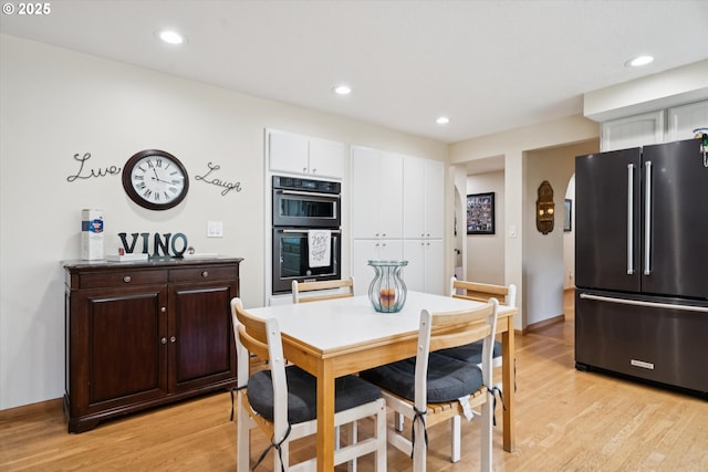 11820 SW Reid Ct, Beaverton, OR 97008 - dining area with light wood-type flooring, baseboards, and recessed lighting