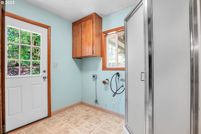 3116 Vista Dr, Forest Grove, OR 97116 - laundry area featuring cabinet space, washer hookup, baseboards, and electric dryer hookup