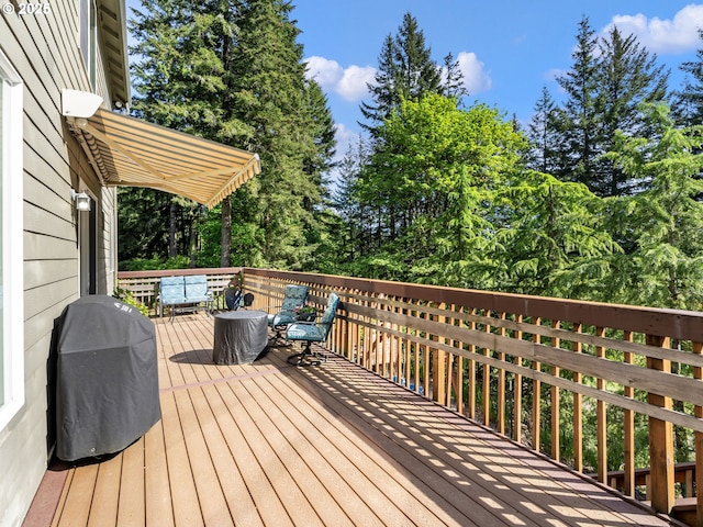 22824 NE 254th Ct, Battle Ground, WA 98604 - wooden deck featuring a grill and view of scattered trees