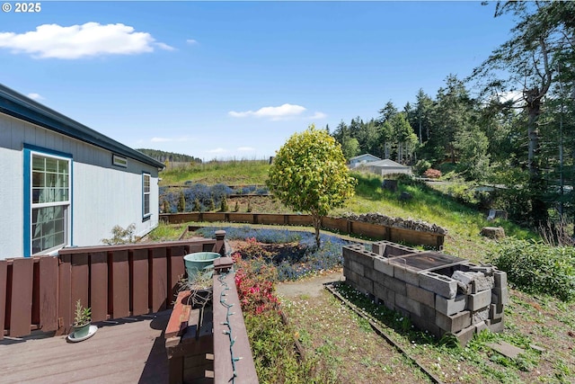 view of yard featuring a deck