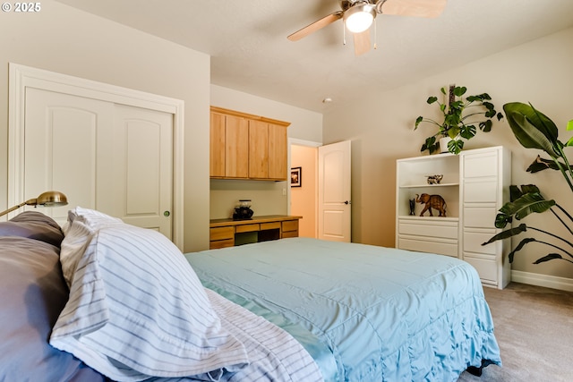 85339 Svarverud Rd, Eugene, OR 97405 - bedroom featuring light colored carpet, ceiling fan, baseboards, and a closet