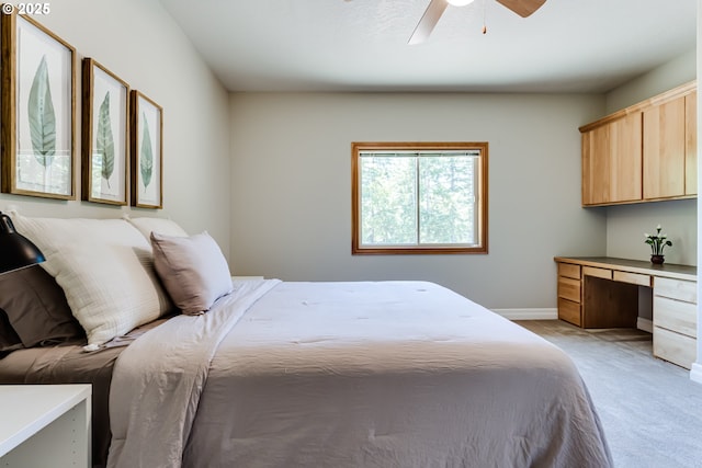 85339 Svarverud Rd, Eugene, OR 97405 - bedroom with light colored carpet, ceiling fan, and baseboards