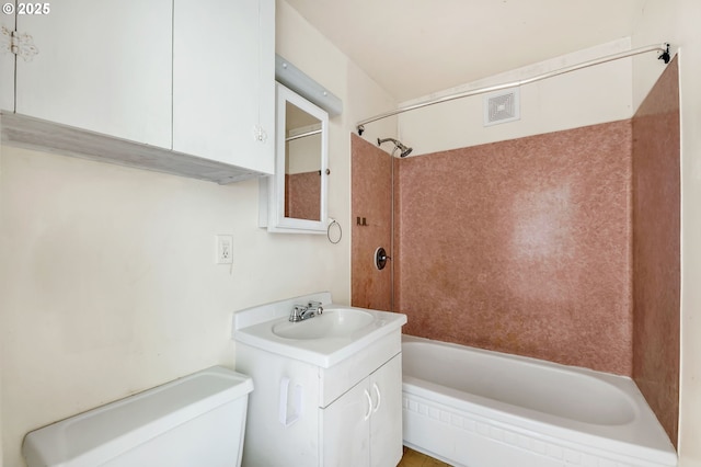 2134 Minnesota St, Eugene, OR 97402 - bathroom featuring toilet, vanity, and shower / bathtub combination
