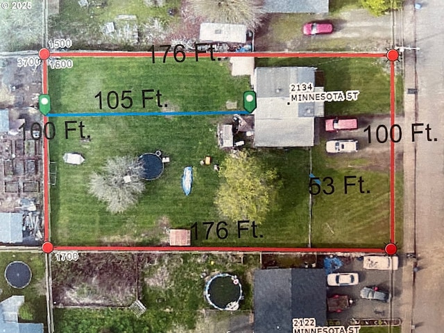 2134 Minnesota St, Eugene, OR 97402 - aerial overview of property's location featuring property boundaries highlighted