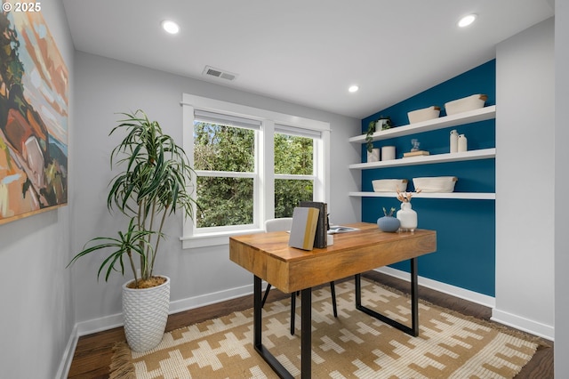 7928 SE 21st Ave, Portland, OR 97202 - office area with wood finished floors and recessed lighting