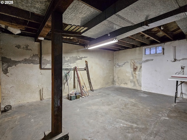 view of unfinished basement
