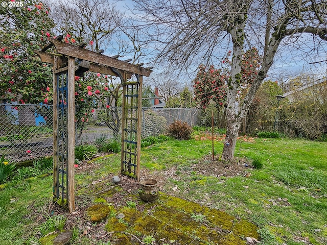 view of yard with fence