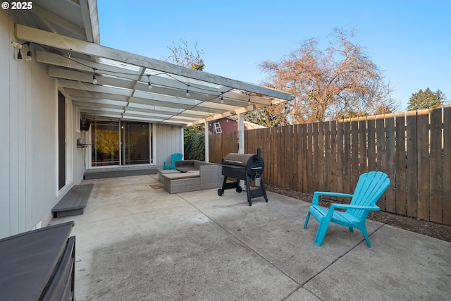 view of patio / terrace with a grill and an outdoor hangout area