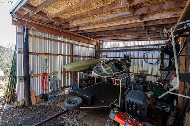 garage featuring metal wall