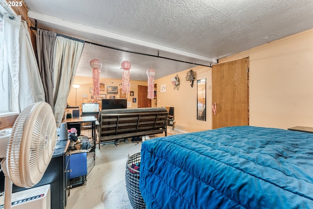 bedroom with a textured ceiling