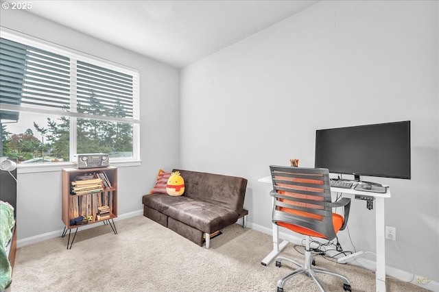 office area with baseboards and carpet flooring
