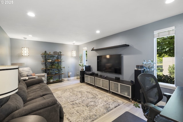 6234 SE 140th Ave, Portland, OR 97236 - living room with light wood-type flooring, recessed lighting, plenty of natural light, and baseboards