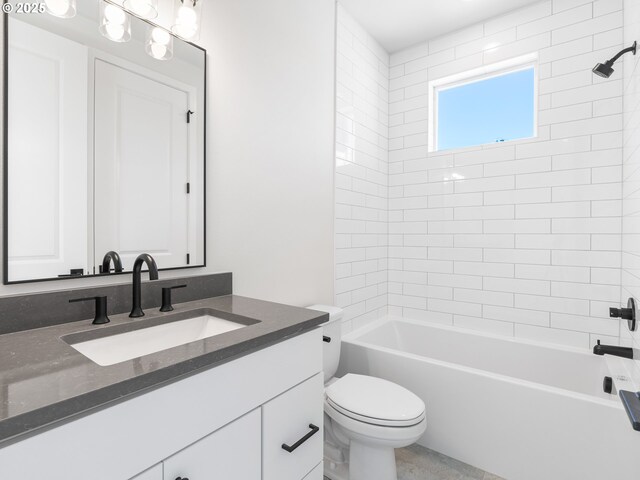 7244 SE 78th Ave Unit 2, Portland, OR 97206 - full bathroom with vanity, tiled shower / bath combo, and toilet