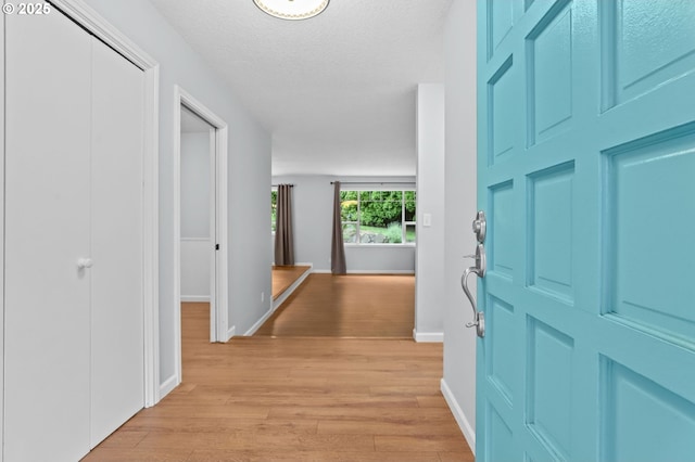 21689 SW Klickitat Ct, Tualatin, OR 97062 - foyer featuring light wood-type flooring, baseboards, and a textured ceiling