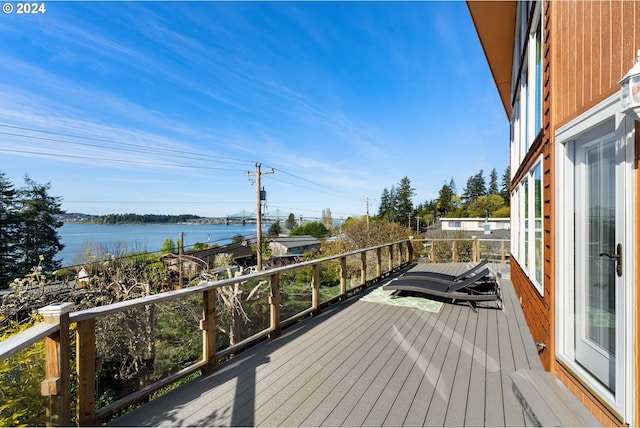 66599 Quail Rd, North Bend, OR 97459 - wooden terrace featuring a water view