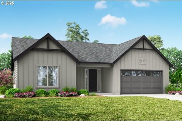 5602 N 93rd Ave Unit Lt205, Camas, WA 98607 - view of front of house with a garage, a front yard, driveway, and board and batten siding