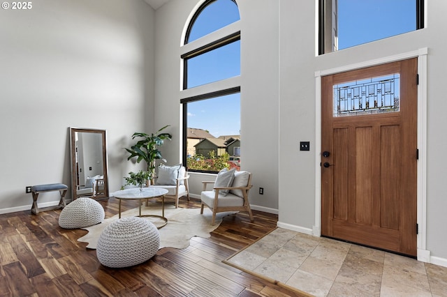 17006 SE 6th St, Vancouver, WA 98684 - entrance foyer with a towering ceiling, healthy amount of natural light, baseboards, and wood finished floors