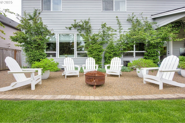15928 Stables Pl, Oregon City, OR 97045 - view of patio / terrace with fence and a fire pit