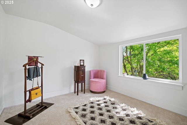 1605 SE 46th Ave, Portland, OR 97215 - living area featuring lofted ceiling and carpet floors