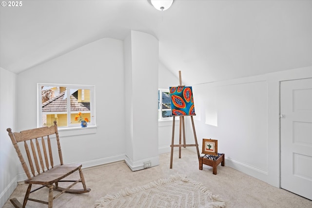 1605 SE 46th Ave, Portland, OR 97215 - unfurnished room featuring vaulted ceiling and carpet flooring