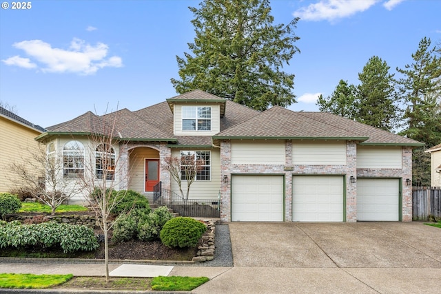 view of front of house with a garage