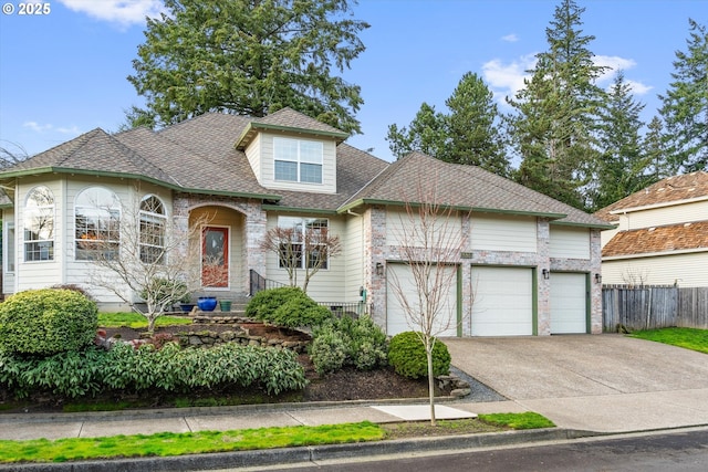 view of front of property featuring a garage