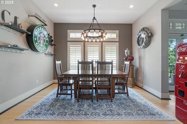 10155 SW Morrison St, Portland, OR 97225 - dining room featuring a chandelier, plenty of natural light, wood finished floors, and recessed lighting