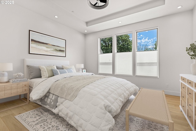 5100 S St, Washougal, WA 98671 - bedroom with a raised ceiling, recessed lighting, and light wood finished floors