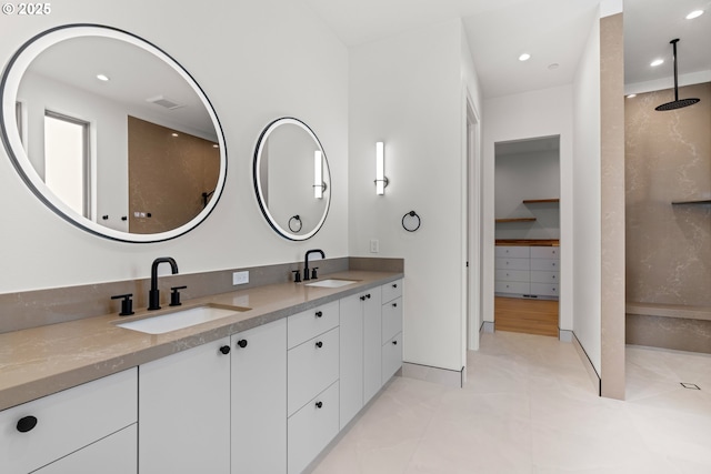 5100 S St, Washougal, WA 98671 - bathroom with double vanity, a sink, walk in shower, and visible vents