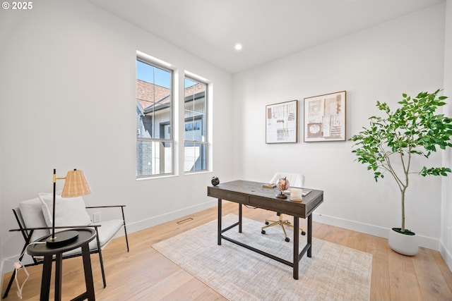 5100 S St, Washougal, WA 98671 - home office featuring recessed lighting, baseboards, visible vents, and light wood-style floors