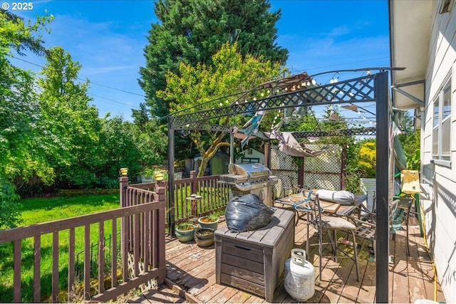 270 SW 173rd Ave, Beaverton, OR 97006 - wooden deck featuring area for grilling and a yard