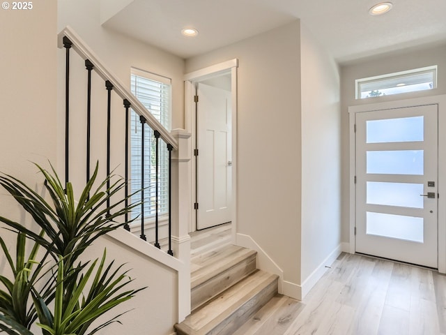 foyer featuring light wood-type flooring