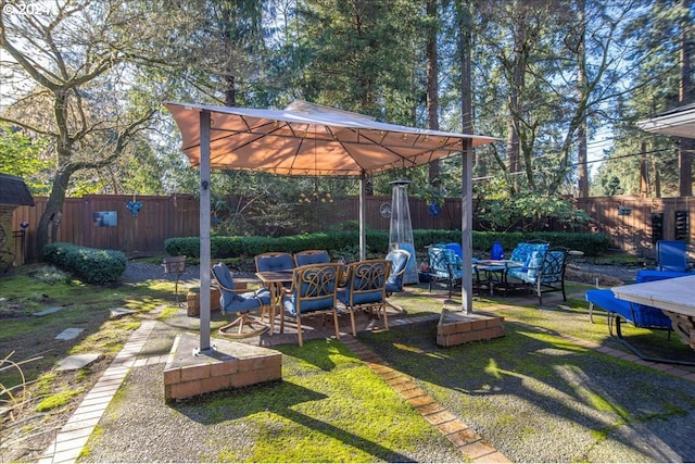 view of yard featuring a patio area and a fenced backyard