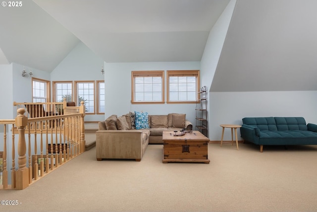 5340 Haystack Dr, Neskowin, OR 97149 - living area with carpet and high vaulted ceiling