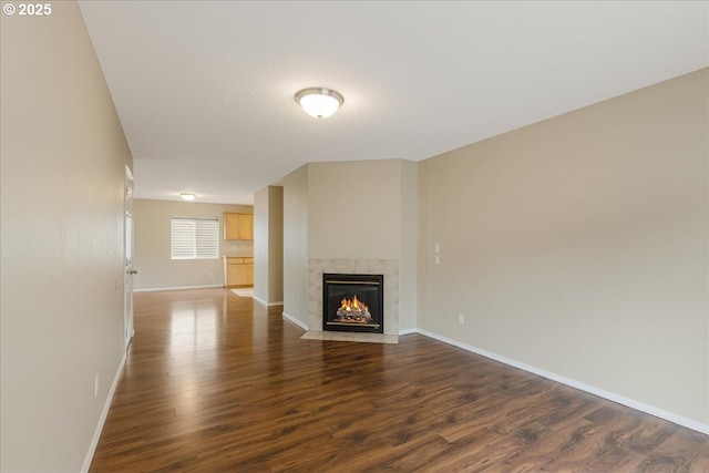 59546 Catarin St, Saint Helens, OR 97051 - unfurnished living room with dark wood-style flooring and a tile fireplace