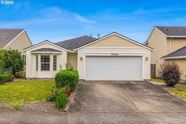 59546 Catarin St, Saint Helens, OR 97051 - view of front of house featuring driveway, a garage, and a front yard