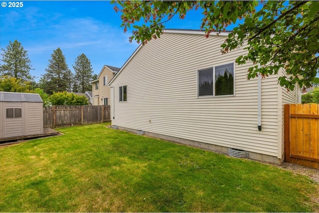 59546 Catarin St, Saint Helens, OR 97051 - view of side of home featuring a fenced backyard, crawl space, and a shed