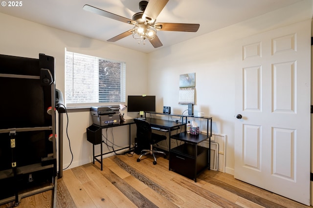 8095 SW High Cone Dr, Terrebonne, OR 97760 - office with ceiling fan, light wood-style flooring, and baseboards