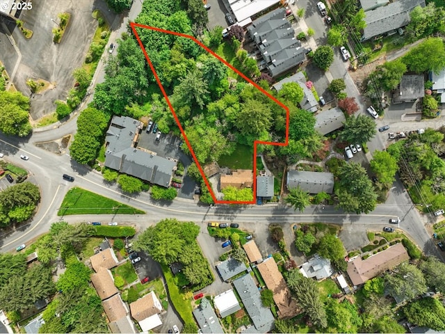 2906 SW Spring Garden St, Portland, OR 97219 - aerial perspective of suburban area with property boundaries highlighted