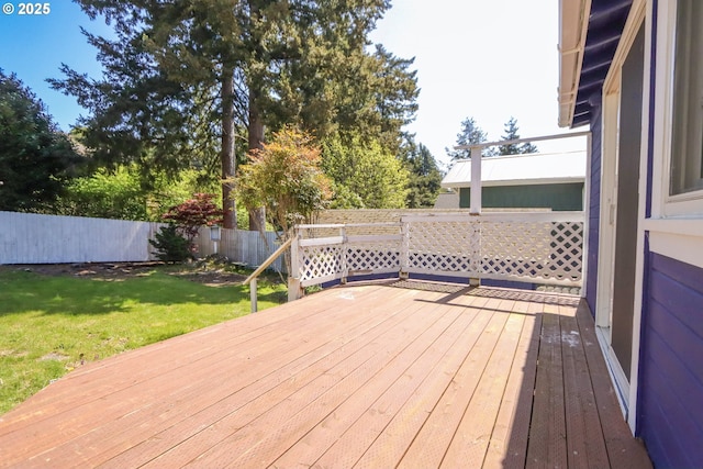 780 N 10th St, Coos Bay, OR 97420 - wooden deck featuring a fenced backyard and a lawn
