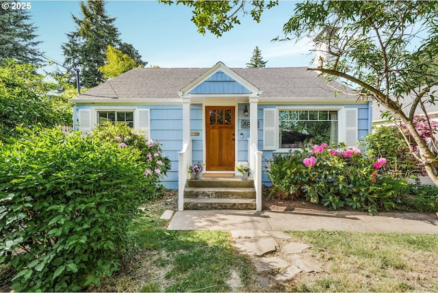 bungalow-style house featuring a shingled roof